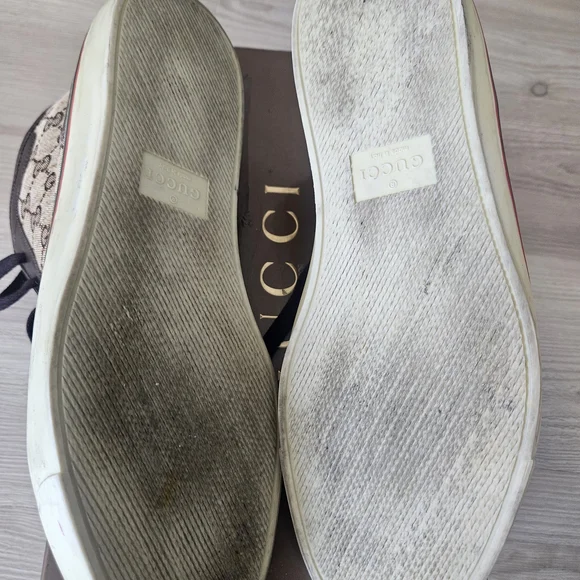 Gucci Mens Brown High-Top Sneakers 10 1/2 - Picture 4 of 6